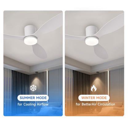 Dimmable LED  DC Motor 42” Profile Ceiling Fans with Lights Remote/App Control