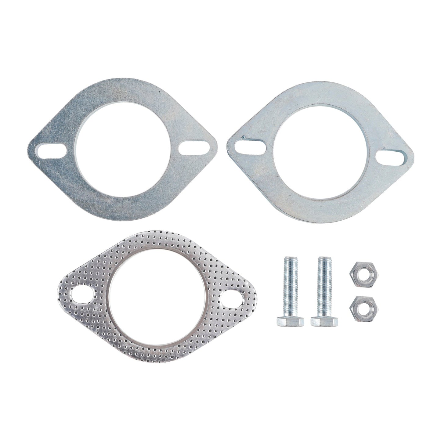 2 flange in acciaio da 2,5"" pollici 64 mm per flangia di giunzione per riparazione di tubi di scarico e bulloni