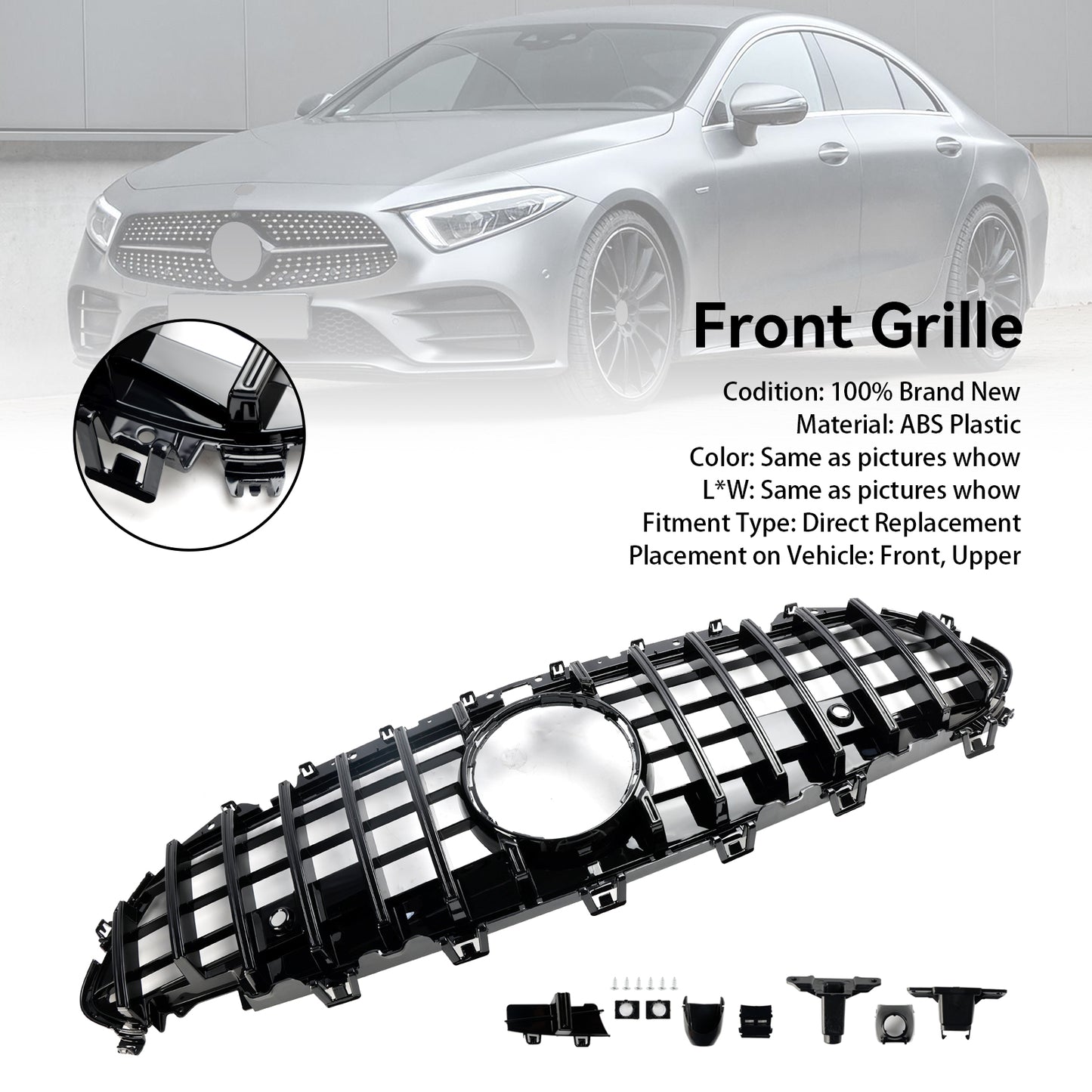 Black Front Bumper Grill Grille Per Mercedes CLS C257 W257 Coupe 2018-2024
