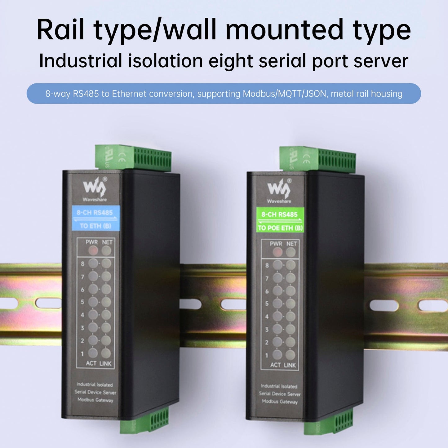 Modulo porta seriale industriale isolato Gateway Ethernet RS485 a RJ45 a otto vie