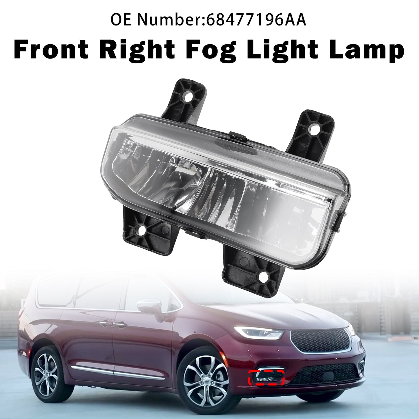 Faro fendinebbia anteriore destro a LED per Chrysler Pacifica 2021-2024 e Ram 1500 2020-2024