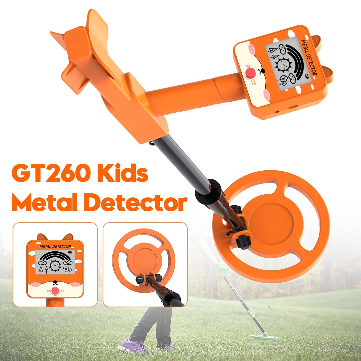 GT260 Metal Detector per Bambini, Impermeabile, Bobina di Ricerca da 6,3"" ORG