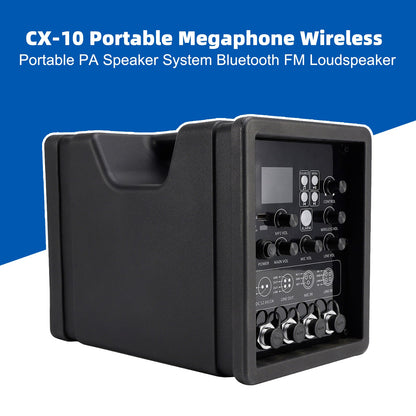 Megafono portatile CX-10 Sistema di altoparlanti PA portatili wireless Altoparlante FM Bluetooth