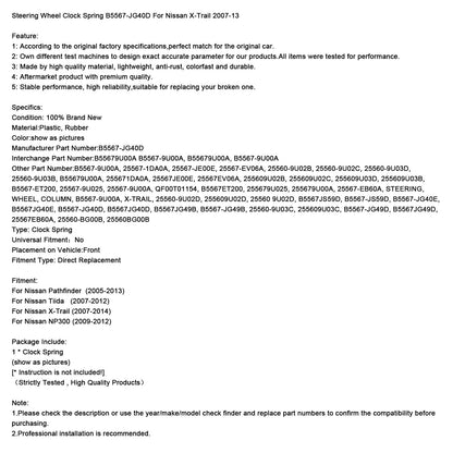 Molla dell'orologio del volante B5567-JG40D per Nissan X-Trail 2007-13