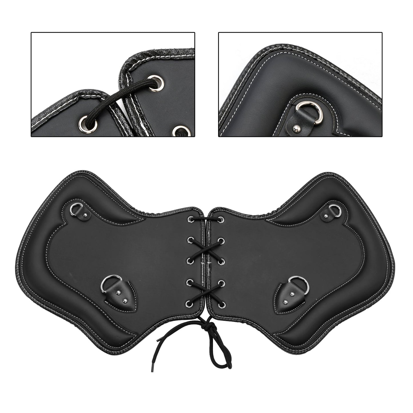 Coppia di protezioni per sella con scudo termico CNC per moto Touring, Softail, Dyna o Sportster dal 1985 al 2017, colore nero e marrone.