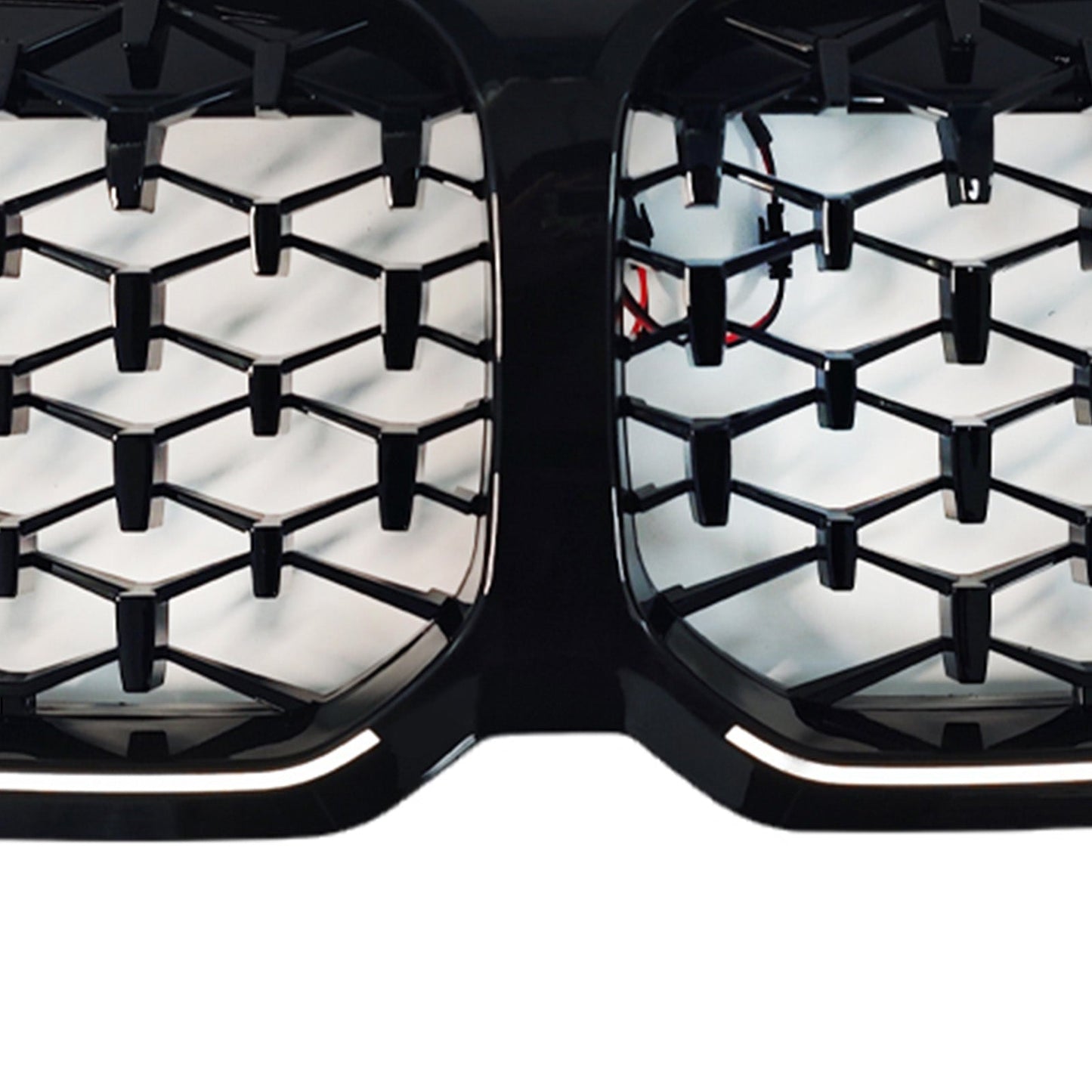 Griglia anteriore a doppio rene diamantata nera lucida per BMW Serie 1 F40 2019-2024.