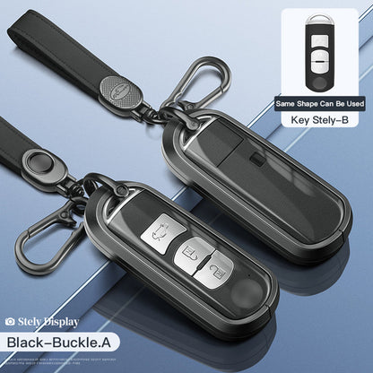 Custodia per chiave auto in TPU nero in lega di alluminio con fibbia per Mazda CX-4 CX-5