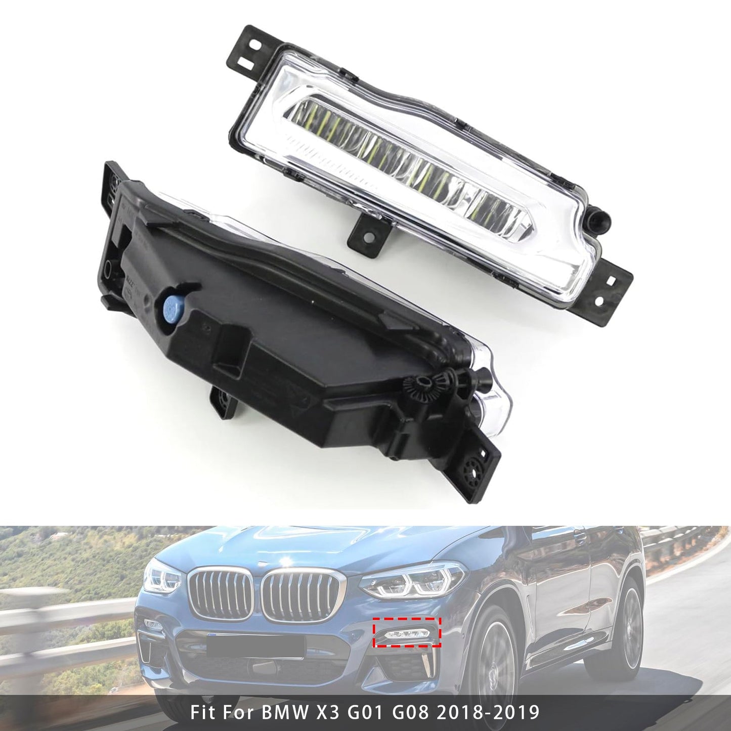 Coppia di fendinebbia a LED per paraurti anteriore BMW X3 G01 G08 X4 G02 2018-2019 63177412528