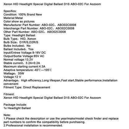 Ballast digitale speciale per fari allo xeno HID D1S ABO-02C