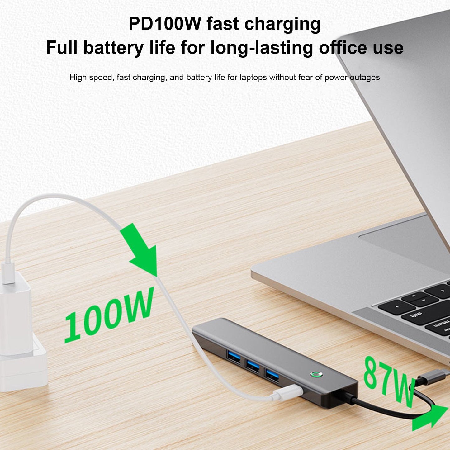 Adattatore hub di interfaccia HDMI PD100W USB3.0 TYPE-C 5 in 1 per MacBook iPad Pro