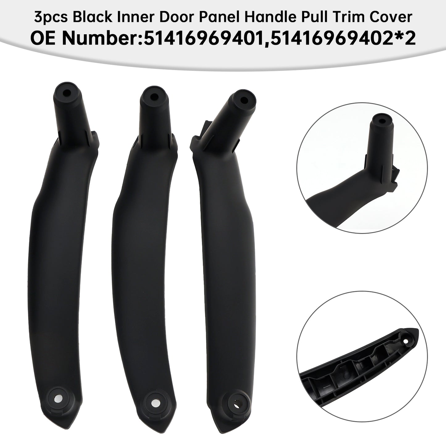 3pcs Black Maniglia interna della portiera per BMW E70 X5 E71 X6 2007-2014