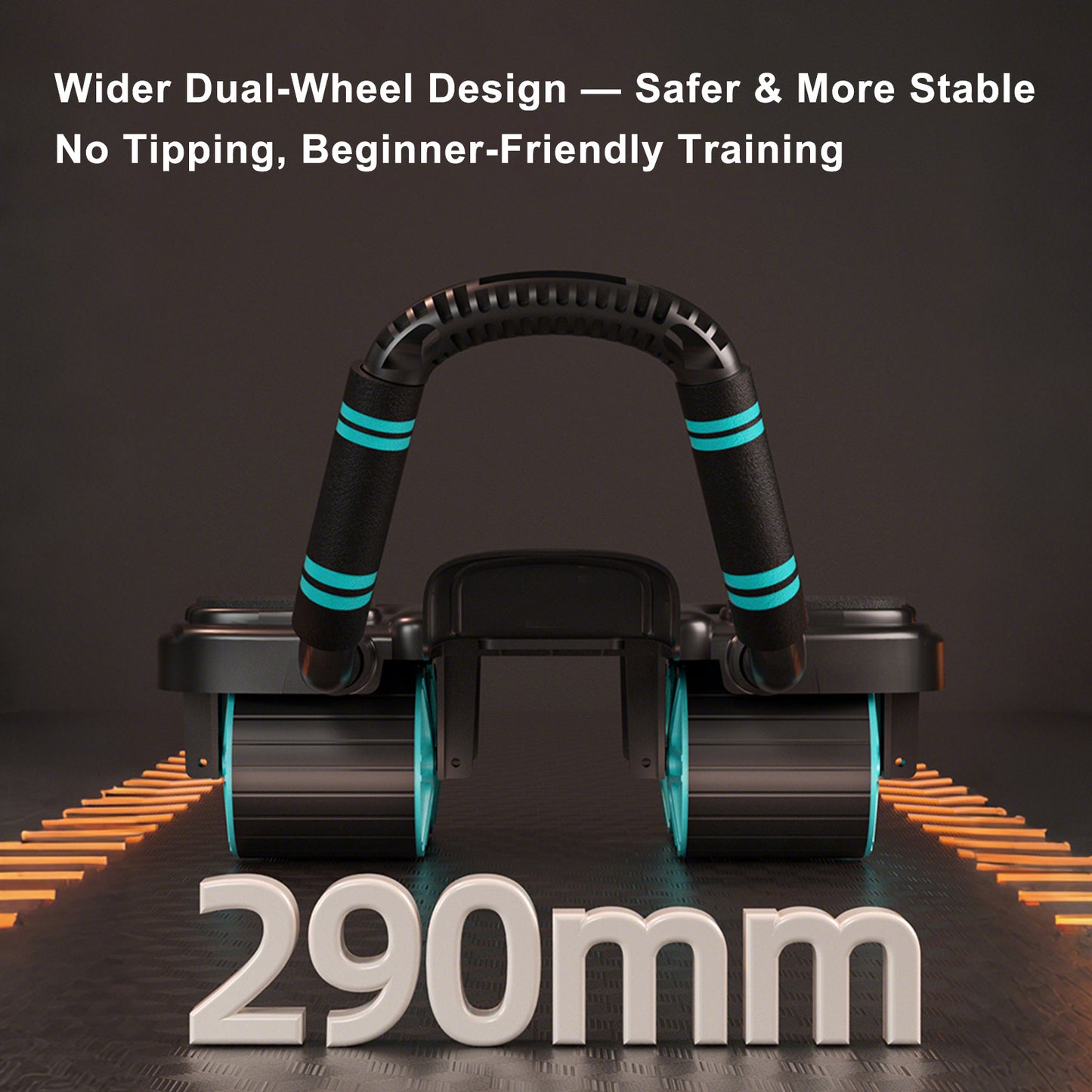 Attrezzatura portatile per palestra domestica Blue Perfect Core Trainer per uomo e donna Ruota per addominali con rimbalzo automatico con supporto per il gomito e stabilità a 4 ruote - Include timer