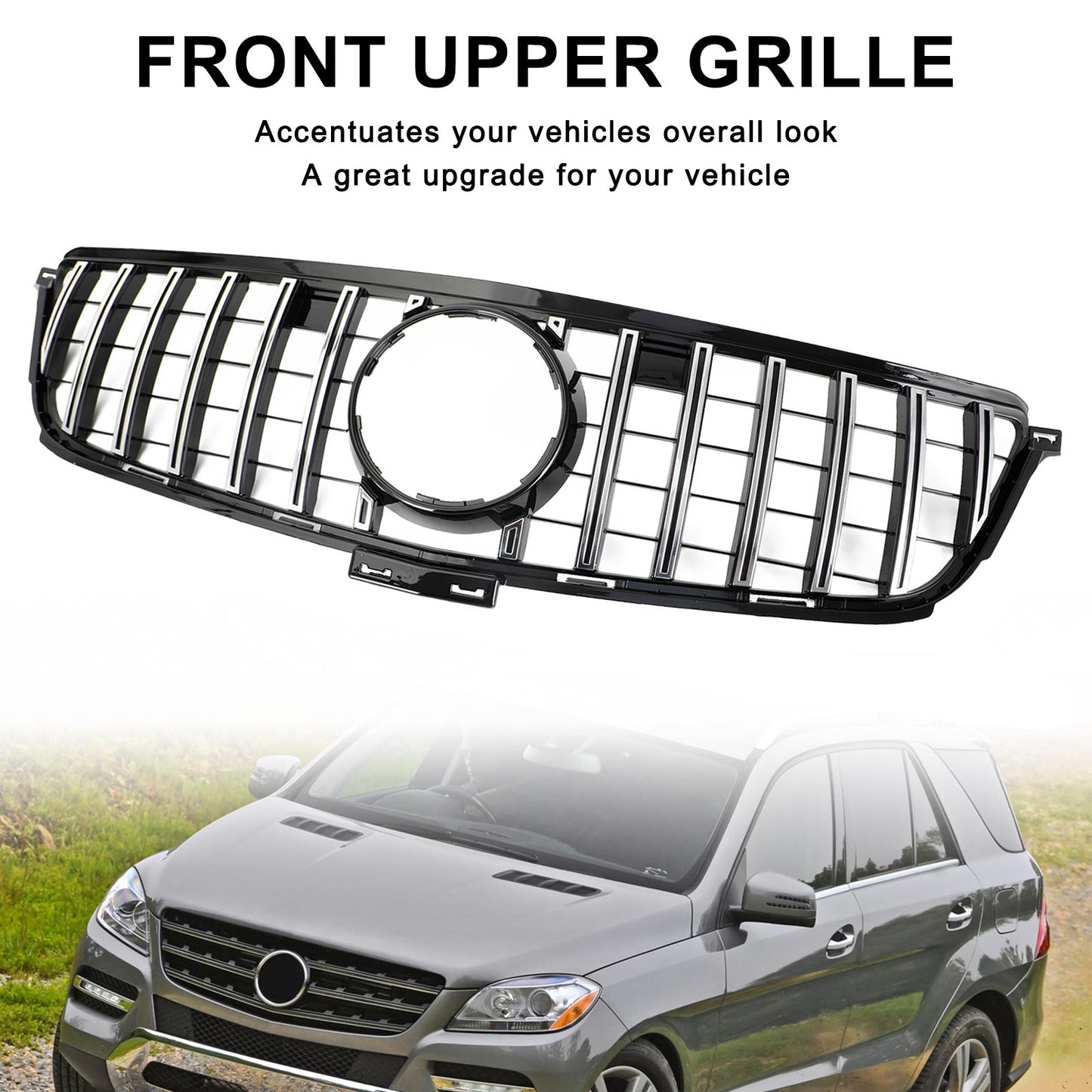 Per Benz W166 2012-2015 ML350 400 550 Griglia anteriore cromata nera stile GTR
