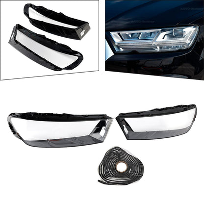2016-2019 Per Audi Q7 Coppia Copertura lente faro auto LH+RH Colla per guscio paralume