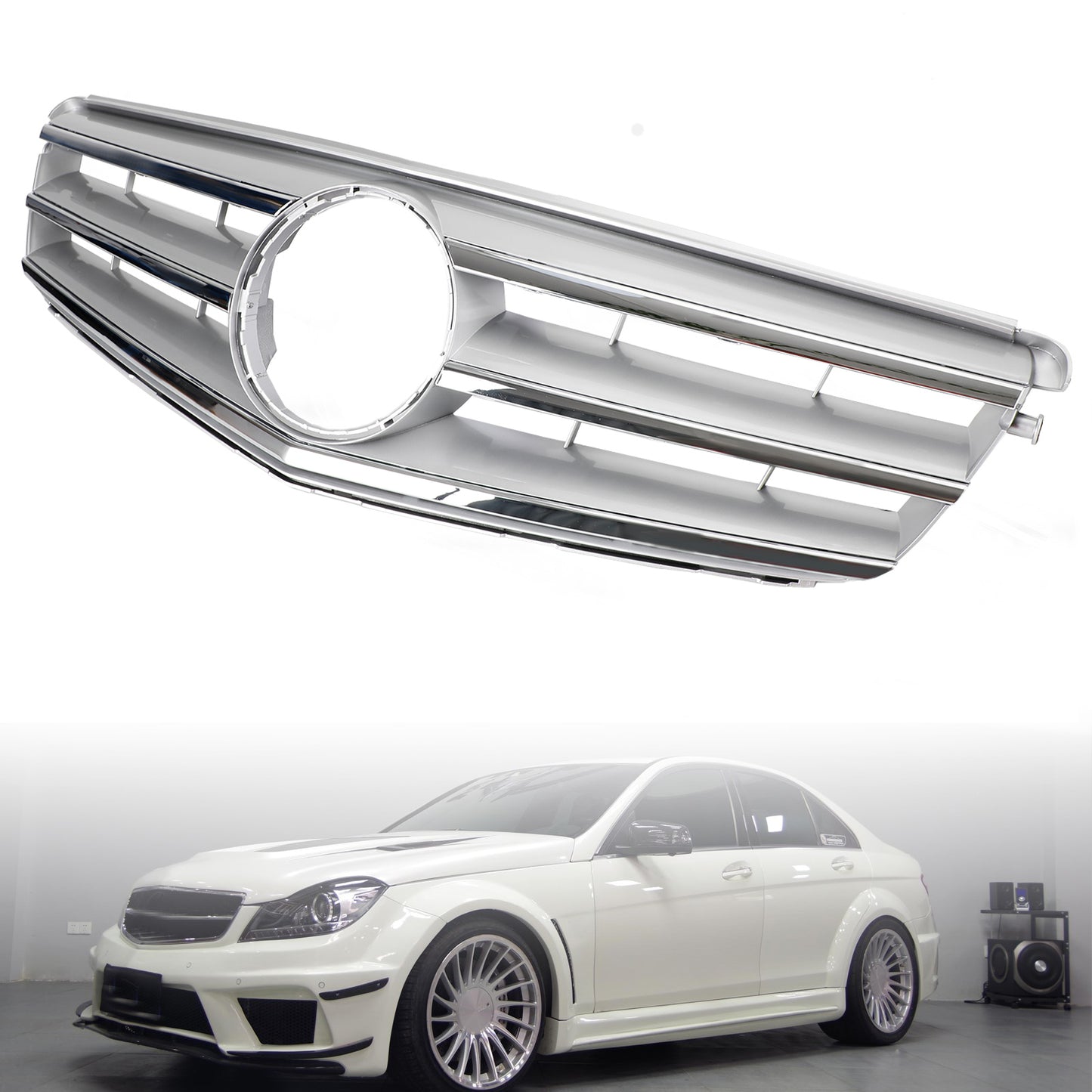 Per Mercedes Benz Classe C W204 C300 C350 2008-2014 Griglia anteriore cromata