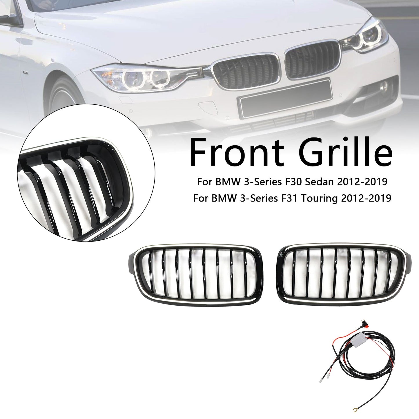 Griglia anteriore a rene nera lucida BMW Serie 3 F31 Touring 2012-2019 51137263481 51137255412