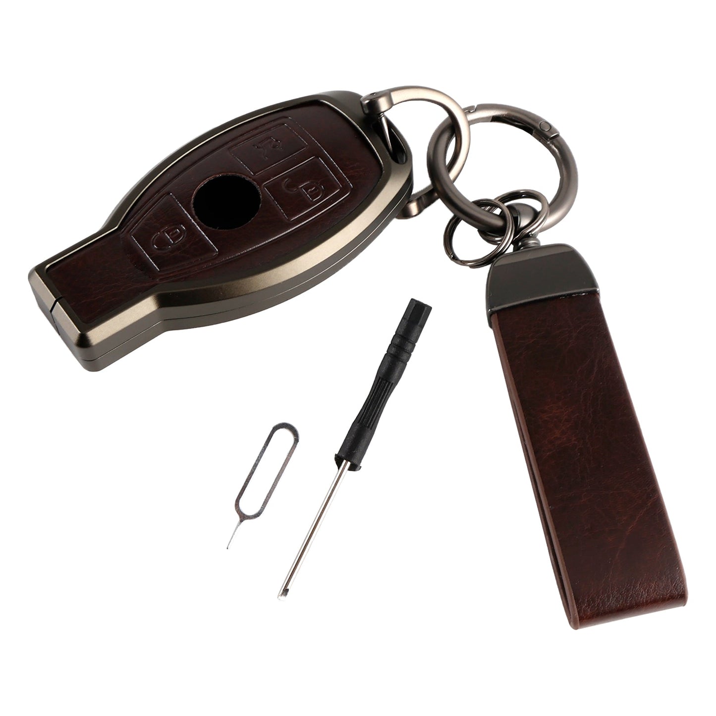 Custodia in lega di alluminio TPU marrone per chiave auto Benz GLC GLK CLS GLA CLA AMG