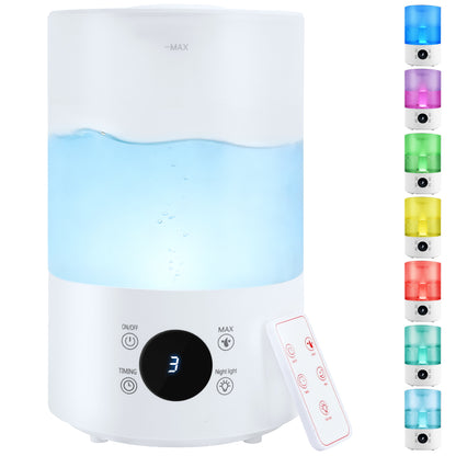 Umidificatore 4L per camera, baby e piante, silenzioso, con ugello a 360°, spegnimento automatico e luce colorata