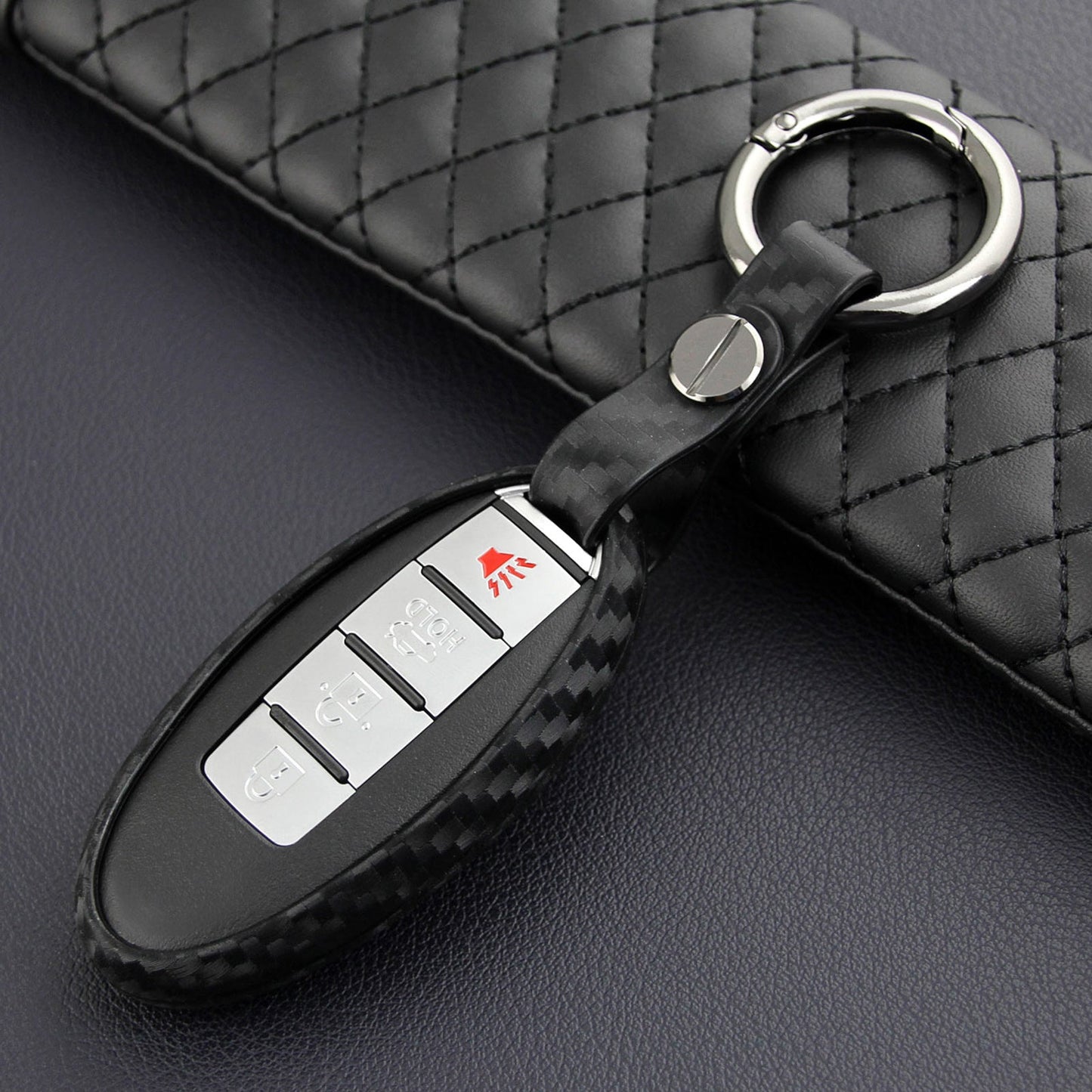 Custodia in pelle e silicone per chiave auto con fibbia per Nissan