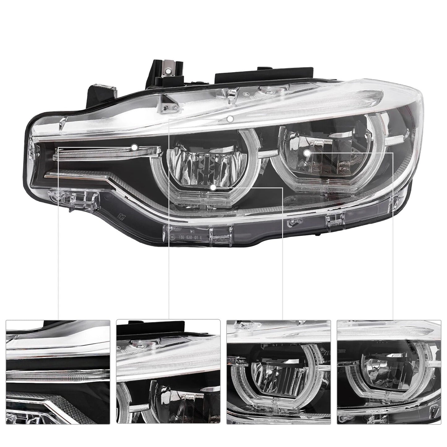 Faro anteriore sinistro a LED 63117419629 per BMW Serie 3 F30 F31 2016-2019 senza AFS
