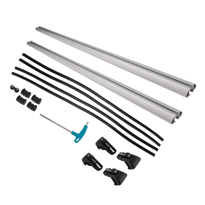 Barre trasversali universali in alluminio per portapacchi da tetto auto, con chiusura a chiave, lunghezza 135 cm.