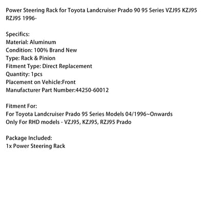 Cremagliera del servosterzo 44250-60012 per Toyota Prado VZJ95 KZJ95 RZJ95 1996-