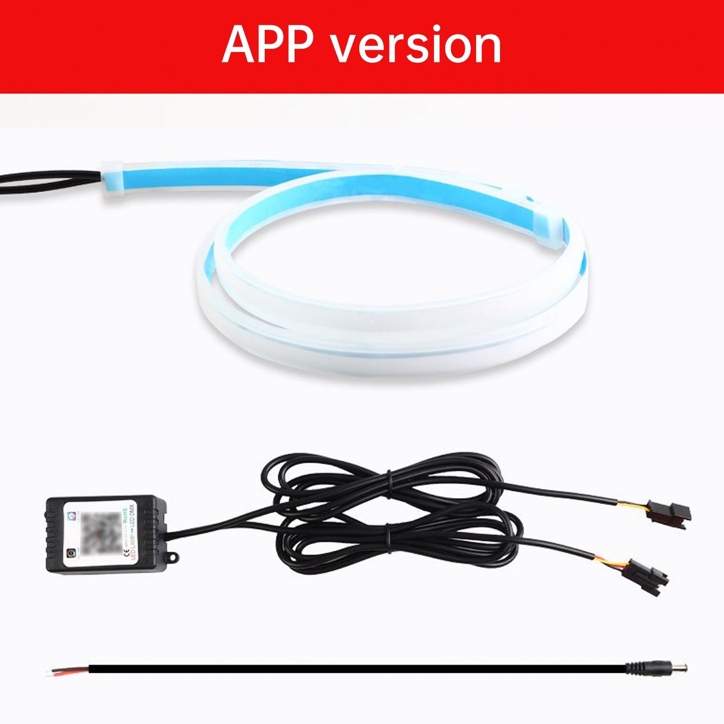 Striscia di luce iridescente per fari a LED per auto ultrasottili, con controller APP, 30 cm