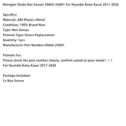 Sensore di ossido di azoto Nox Hyundai Kona Kauai 2017-2020 29660-2U001