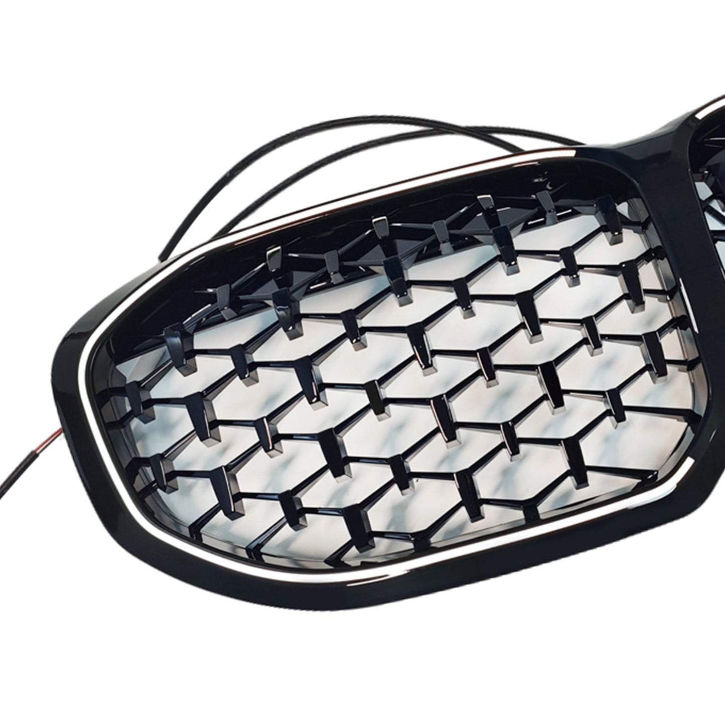 Griglia anteriore a doppio rene diamantata nera lucida per BMW Serie 1 F40 2019-2024.