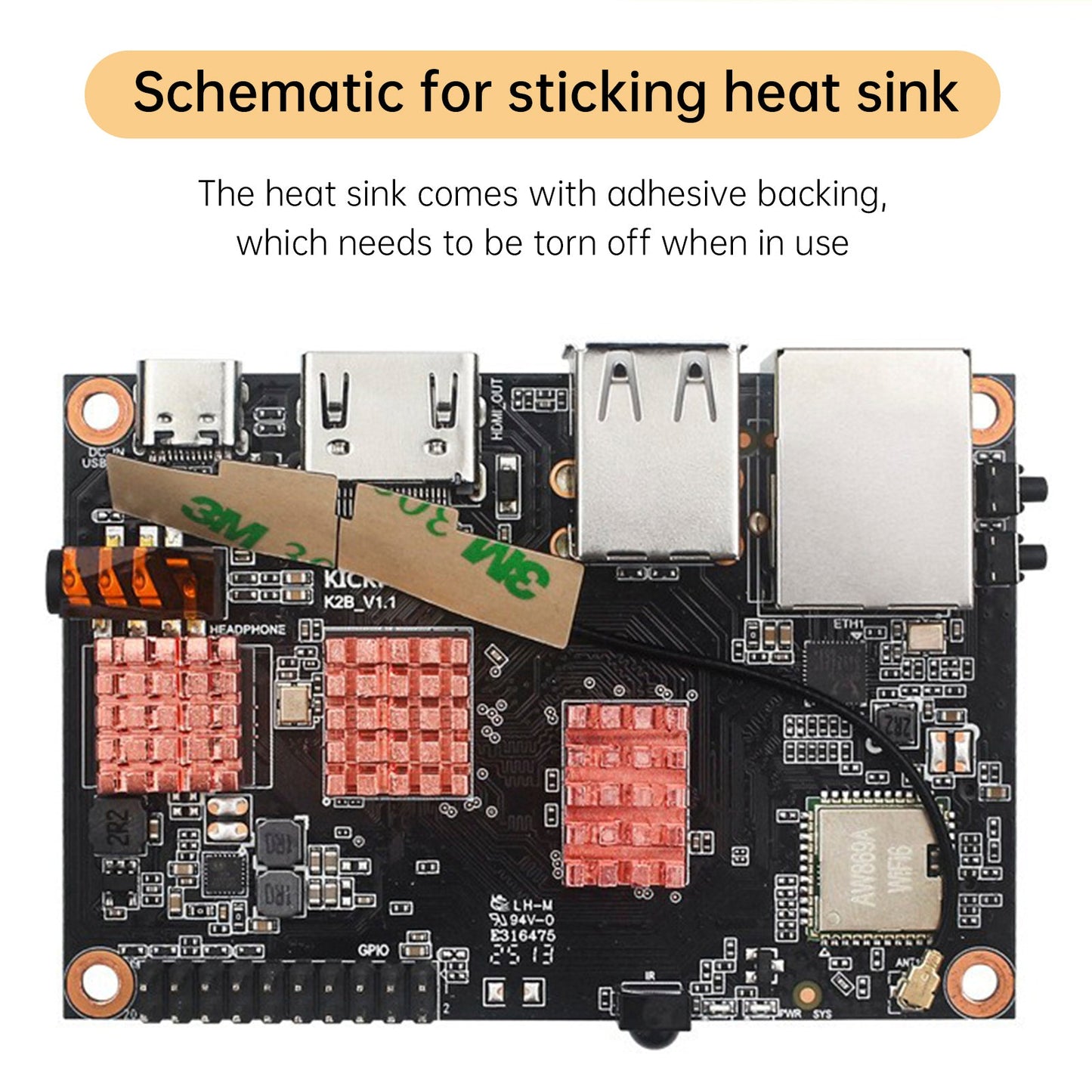 Dissipatore di calore per scheda di sviluppo Quanzhi H618, radiatore in rame puro per Kickpi K2B