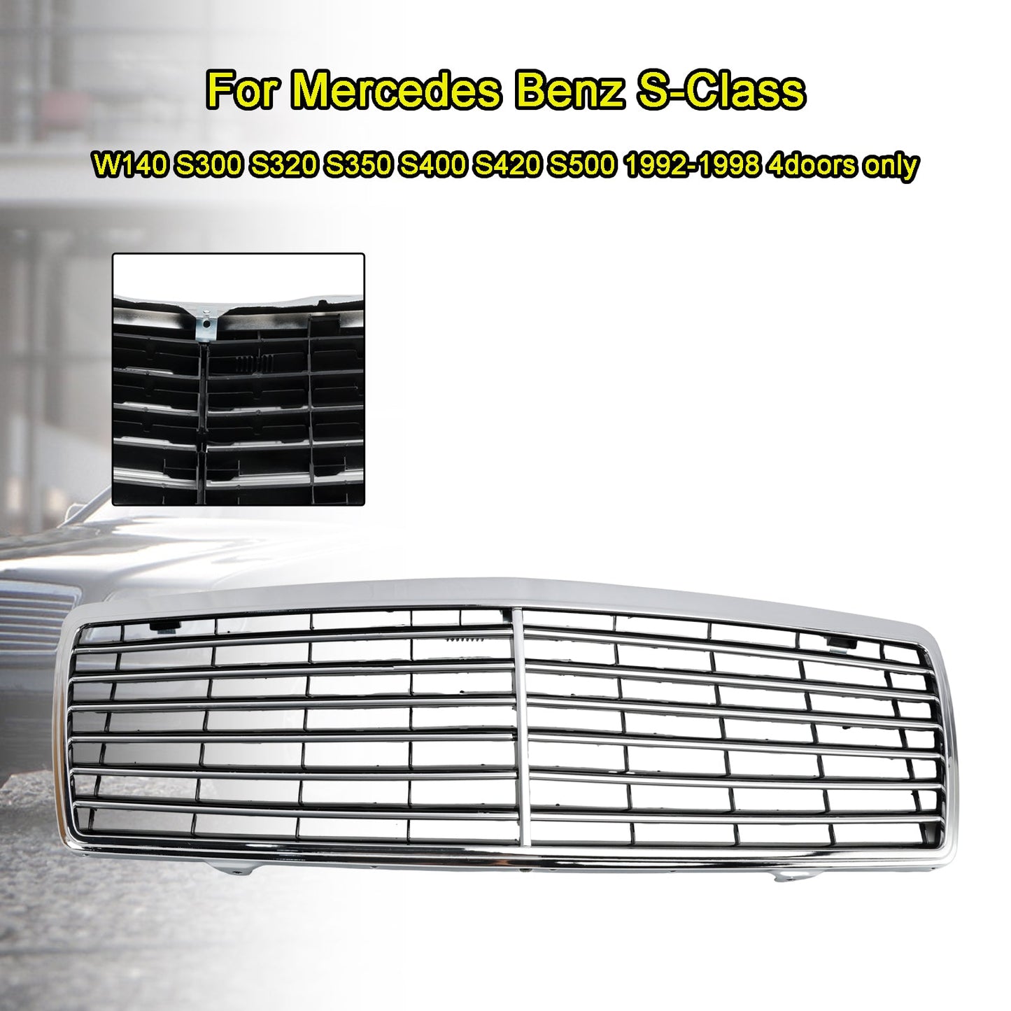 Griglia paraurti anteriore cromata Mercedes Benz Classe S W140 1992-1998