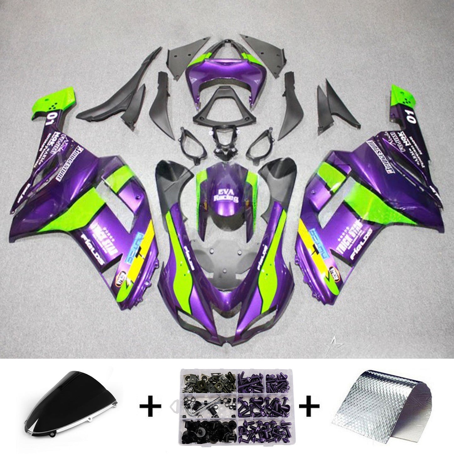 Kit carenatura iniezione in plastica ABS adatto per Kawasaki ZX6R 636 2007-2008