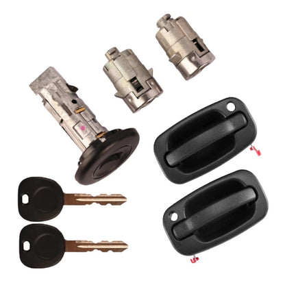 Maniglia esterna per porta e set di 2 serrature per porta e 2 chiavi uguali per GM Chevy 2001-2006