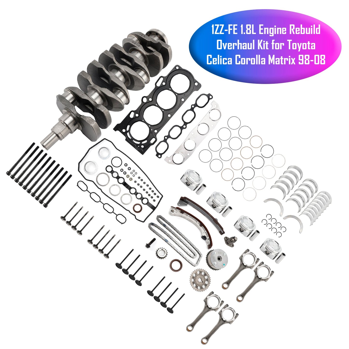 Kit di revisione e ricostruzione del motore TOYOTA MR2 SPYDER 1.8L 2000-2005 1ZZ-FE 11071-22010 13401-22020 Generico