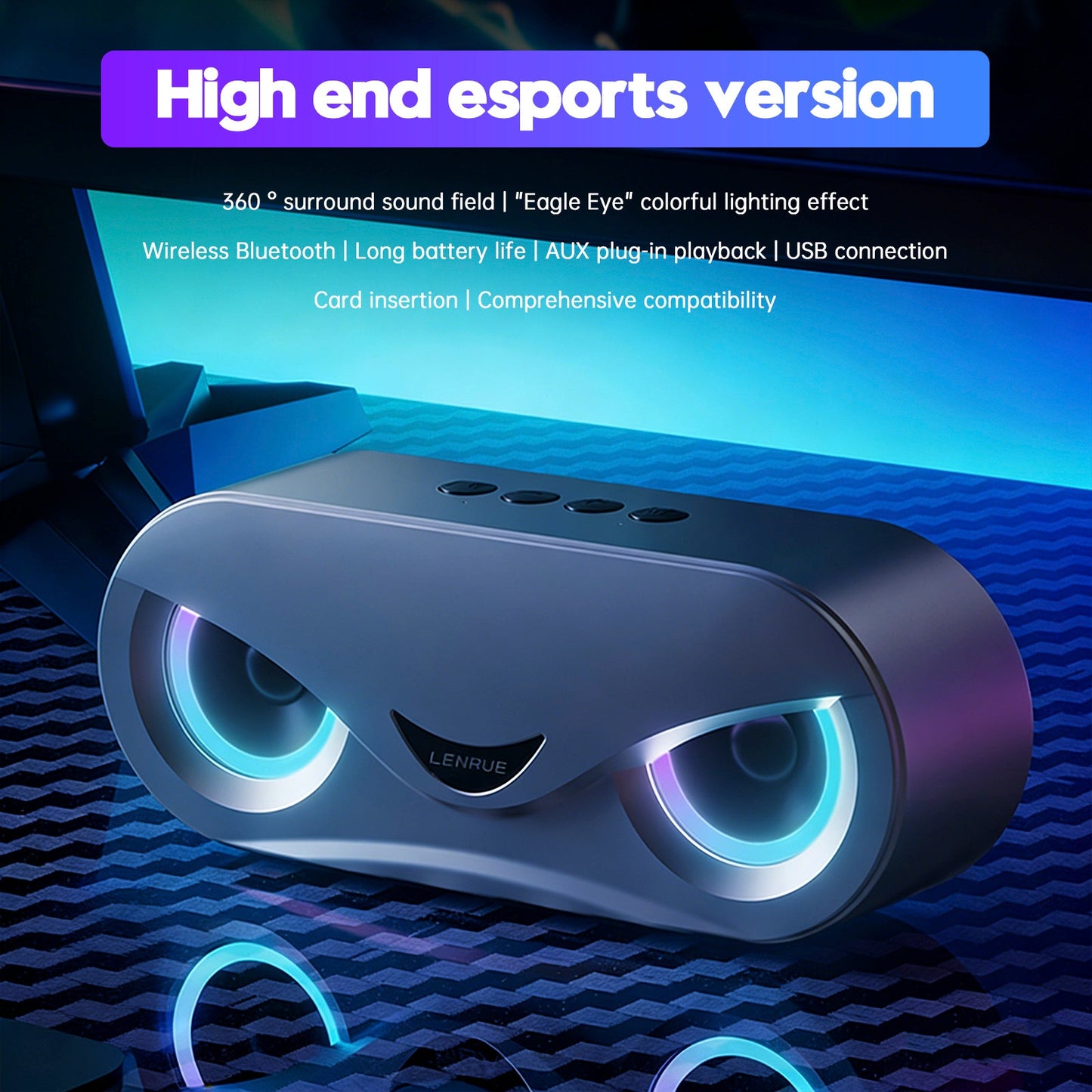 Altoparlante Bluetooth wireless intelligente M6, altoparlante portatile per gaming con luce pulsante accattivante.