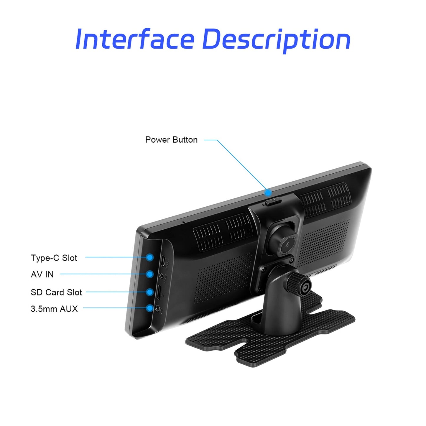 Navigazione per auto portatile Bluetooth da 10,26"", autoradio wireless Carplay, telecamera AHD