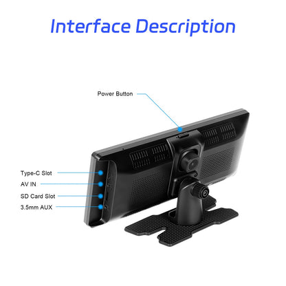 Navigazione per auto portatile Bluetooth da 10,26"", autoradio wireless Carplay, telecamera AHD