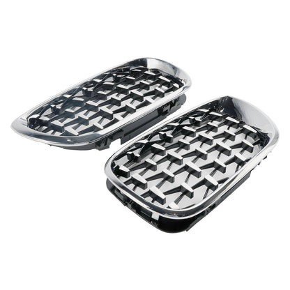 Pair Chrome Diamond Grille For BMW E46 Saloon/Touring Facelift 2002-2005 4Dr