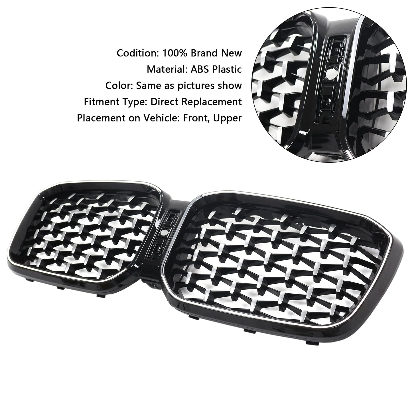Griglia a rene per paraurti anteriore diamantata BMW X3 G01 X4 G02 2022-2025 cromata
