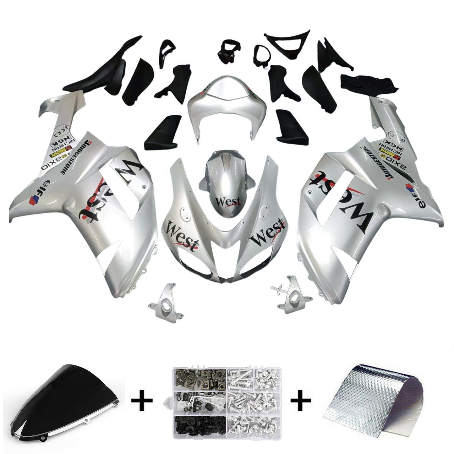 Kit carena iniezione carrozzeria in plastica ABS adatta per Kawasaki ZX6R 636 2007-2008