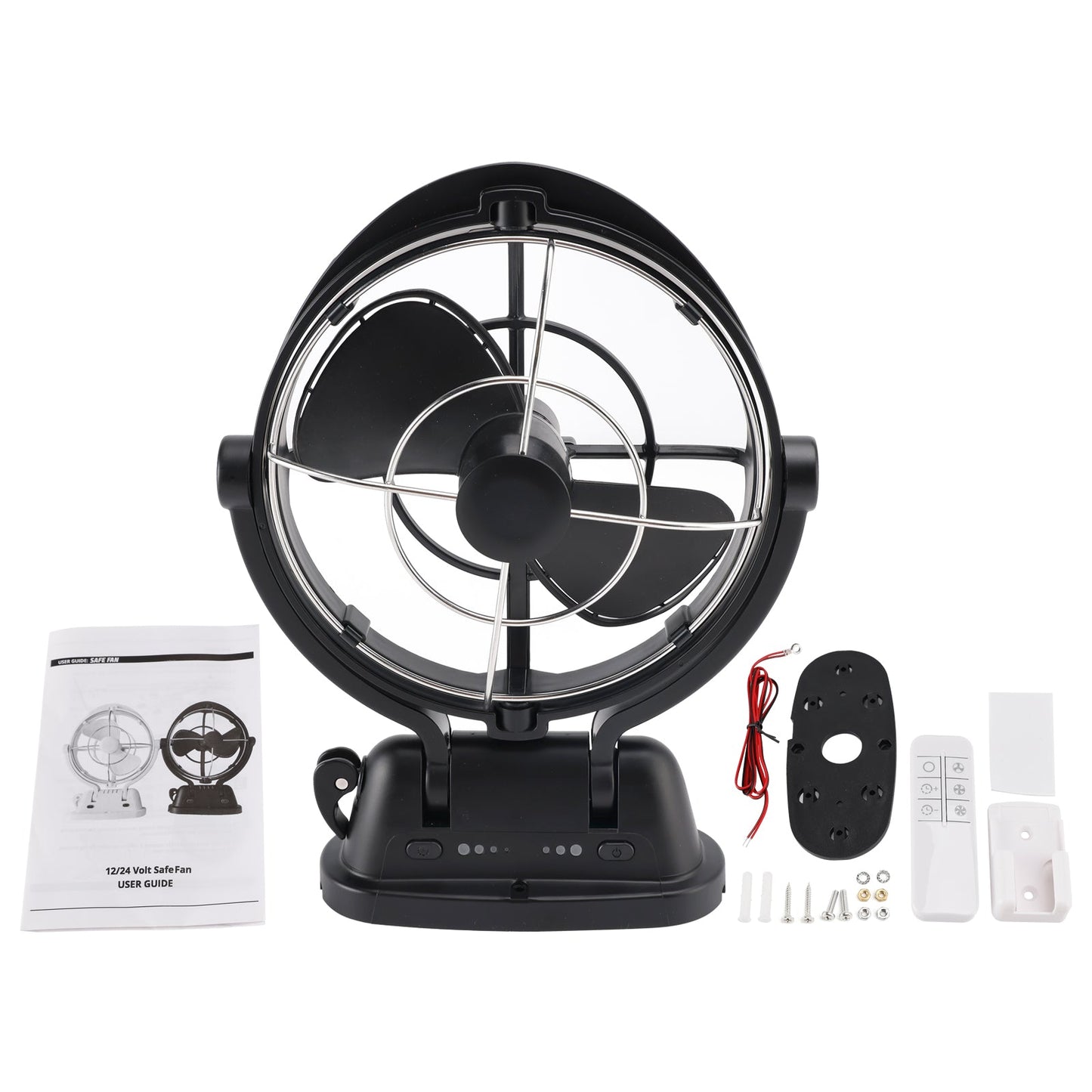 Ventola di ventilazione intelligente a bassa potenza con controllo della temperatura progettata specificamente per ambienti di navi e camper 12 V/24 V nera