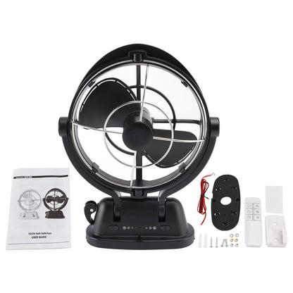 Ventola di ventilazione intelligente a bassa potenza con controllo della temperatura progettata specificamente per ambienti di navi e camper 12 V/24 V nera