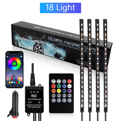 Strisce luminose a LED RGB per interni auto con controllo remoto e APP
