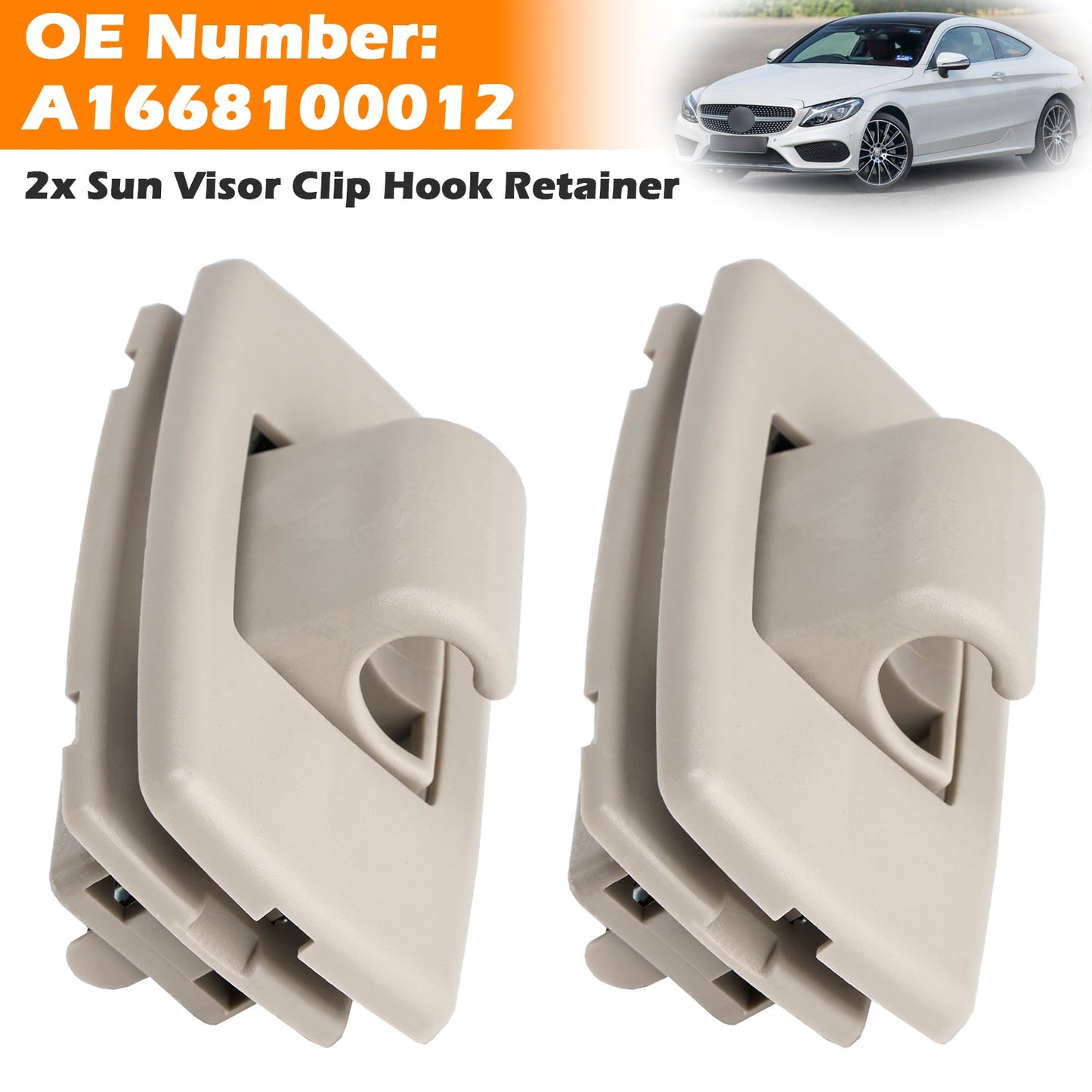 2x gancio di fissaggio per aletta parasole grigia per Mercedes Benz Classe C W205 S205 15-19