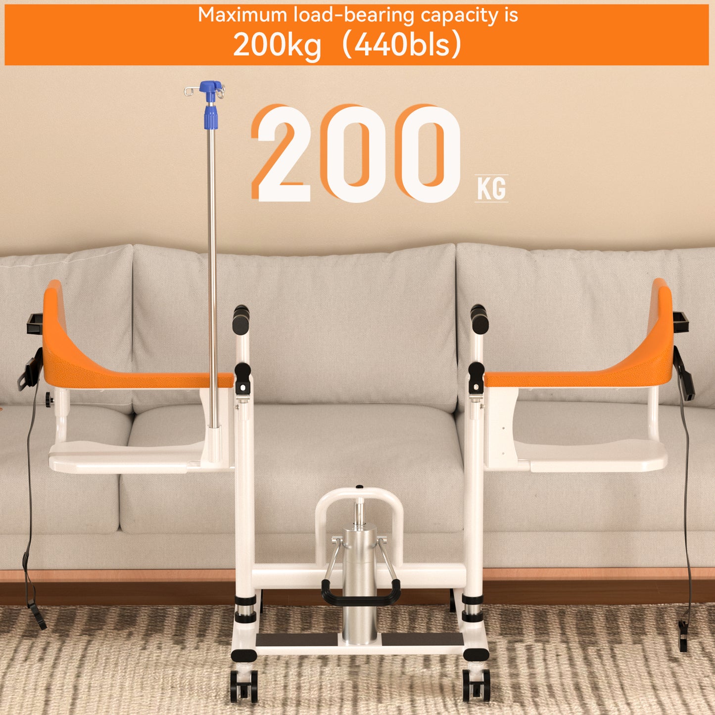 Sedia per pazienti allargata Sedia a rotelle idraulica per trasferimento Sedia a rotelle con sedile diviso a 180°