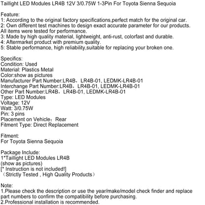 Moduli LED per fanali posteriori LR4B 12V 3/0,75W 1-3 pin per Toyota Sienna Sequoia
