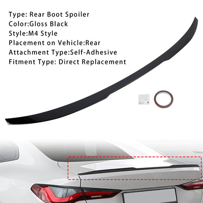 Spoiler posteriore nero lucido per BMW Serie 4 G22 G82 Coupé 2020+ stile M4