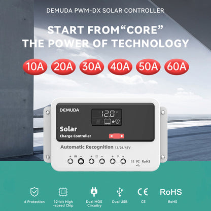 Regolatore solare automatico PWM 12V24V48V 10A-60A, regolatore solare in ferro fosfato