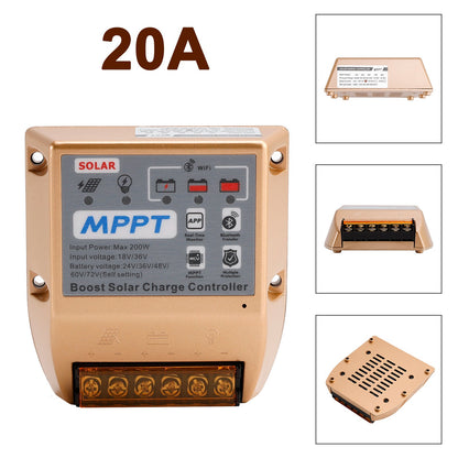 Regolatore solare MPPT Boost 10A/20A/30A 24V36V48V60V72V APP mobile Controllo intelligente