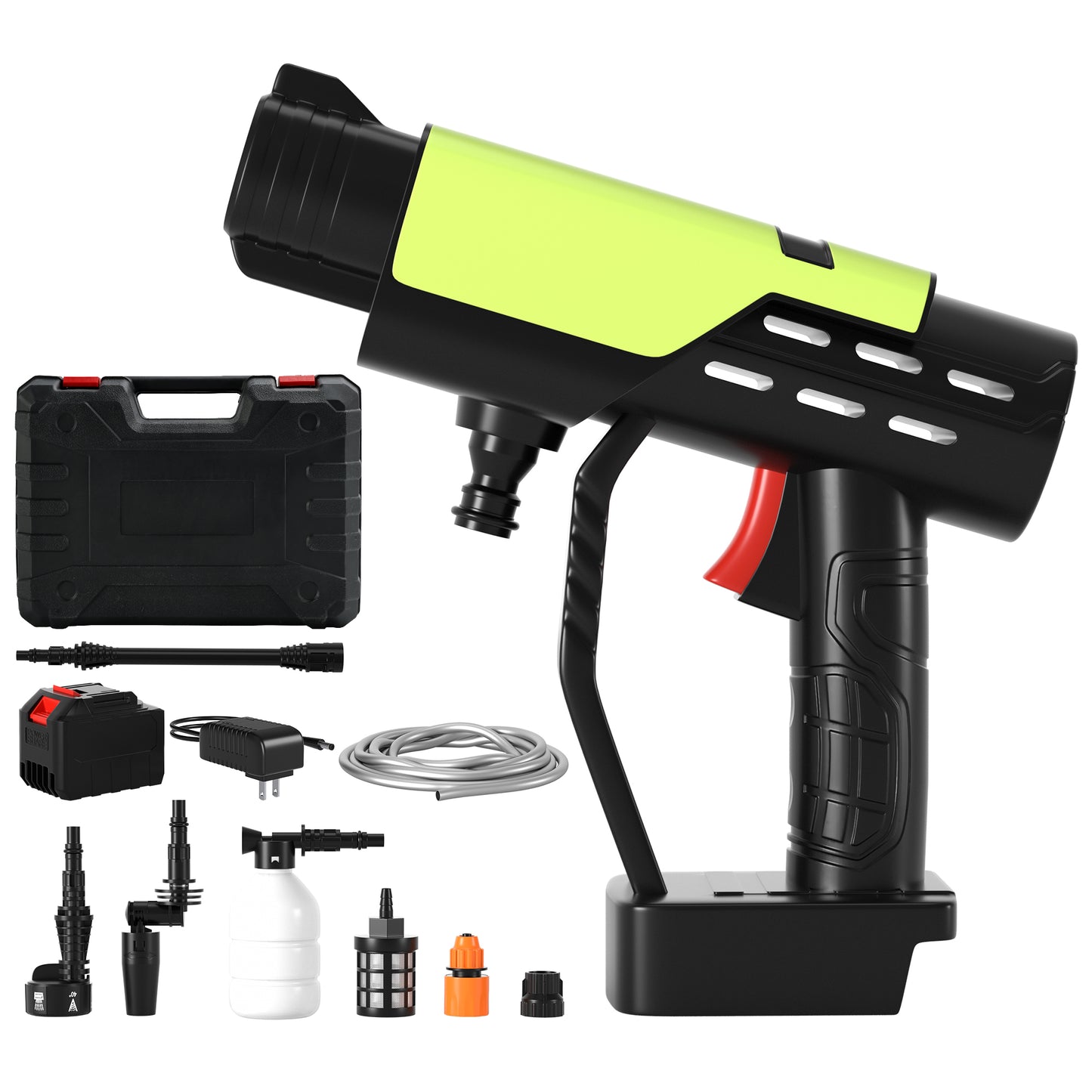 Strumento per la pulizia della rondella dell'auto con pistola a spruzzo d'acqua ad alta pressione elettrica senza fili portatile 6 in 1 con tre leve funzione